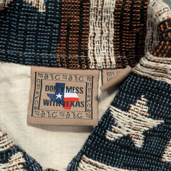 Vintage 90s Don’t Mess With Texas Flag Jacket Small Woven Cotton Stars Stripes - Picture 8 of 11